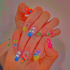 Kidcore Nail Art, Kidcore Nails Simple, Indie Nail Polish Ideas, Kidcore Nails, Pokoje Indie Kid, Styl Indie Kid, Soft Kidcore Aesthetic, Soft Kidcore, Indie Photography