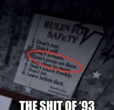 a sign that says rules for safety on it