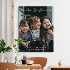 Personalized We Love You Grandma Photo Script Canvas Print Script Typography, Best Gifts For Mom, Personalized Photo Gifts