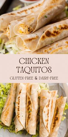 chicken taquitass with lettuce and salsa on the side