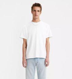 The Essential T-shirt - White | Levi's® US Basic T-shirt With Relaxed Fit For Casual Gatherings, Basic T-shirt For Casual Gatherings, White Relaxed Fit Basic T-shirt, Casual T-shirt With Straight Hem For Everyday, Casual Everyday T-shirt With Straight Hem, Relaxed Fit Basic T-shirt For Spring, Essential Relaxed Fit Summer Tops, Spring Basics T-shirt With Relaxed Fit, Basic White T-shirt For Casual Gatherings