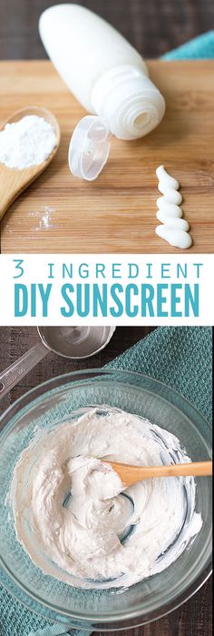 three ingredient diy sunscreen in a glass bowl