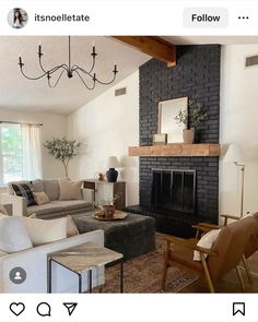 Black Fireplace Wall, Black Fireplace Surround, Fireplace Room, Brick Fireplace Makeover, White Fireplace, Home Fireplace, Fireplace Makeover