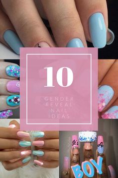 Gender Reveal Nails | Gender Reveal Nail ideas | Gender Reveal Nail Art  #genderrevealnails #genderrevealnailideas #genderrevealnailart Gender Reveal Manicure Ideas, Gender Reveal Manicure, Baby Reveal Nails Ideas, Nails For Gender Reveal, Gender Nails Ideas, Gender Reveal Nails Ideas Simple, Baby Gender Reveal Nails, Nails Gender Reveal, Gender Reveal Nails Ideas