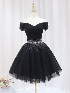 Elegant V-neck Off-Shouldeer A-line Short Mini Homecoming Dress, HD32708 1. Material:tulle,beadings,pognee.2. Color: it can be in custom color, please contact us and tell us dress number, then we will send you more colors to choose.3, Size: can do both standard size and custom size. If you need do custom sized dresses, please send us following measurements or leave a note when place an order.bust______ cm/inchwaist______cm/inchhip:_______cm/inchdress length:_______cm/inchshoulder to shoulder :_______cm/inch (measured from back of shoulder)shoulder to bust :_______cm/inch (measured from middle shoulder to nipple)shoulder to waist :_______cm/inch (measured from middle of shoulder to natural waist)shoulder to floor with shoes on :_______cm/inch (length from middle of shoulder over nipple to f Off Shoulder Tulle, Black Homecoming Dresses, Short Red Prom Dresses, Prom Dress Black, Sequin Short, Black Homecoming Dress, Classic Black Dress, Beaded Tulle, Black Off Shoulder