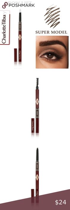 Charlotte Tilbury BROW LIFT in SUPER MODEL BROW Medium To Dark Brown Hair, Lifted Brows, Perfect Eyebrow, Brow Lift, Super Model, Perfect Eyebrows, Dark Brown Hair, Eyebrow Pencil, Charlotte Tilbury