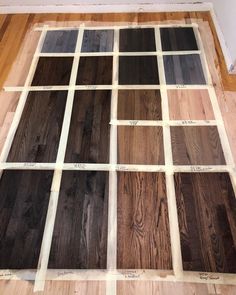 wood flooring samples laid out on top of each other in different colors and sizes