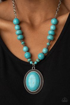 Home Sweet HOMESTEAD - Blue Necklace, Paparazzi Accessories, Bling by JessieK Blue Necklaces, Boho Country, Blue Stone Necklace, Earring Sets, Bling Necklace, Necklace Diy, Paparazzi Accessories, Genuine Turquoise, Blue Necklace