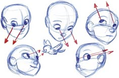 how to draw an alien head with different angles and directions for each character's head