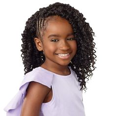 Sensationnel Lulu Mini Synthetic Kids Braid - 2X PASSION TWIST 10   Color Shown on Model: 1B Short Bohemian curly style in 10”, PRE-LOOPED BRAID Perfect protective style for kids Safe Flame Retardant High-Quality Fiber Soft Light Weight and Easy on Moms Hands, Great for Tension-Free Styling   Ships out from USA   Return Policy We guarantee money back on all acceptale returns Original shipping fees & Handling charges are NON-REFUNDABLE Return are only available within 30 Days o Kids Crochet Hairstyles, Types Of Braids, Twist Styles, Hair Twist Styles, Protective Style, Girls Braids, Braids For Kids, Kids Braided Hairstyles, Twist Braids