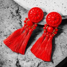 Red Beaded Detailing Festive Tassel Lightweight Brand New Red Bead, Lady In Red, Tassels, Jewelry Earrings, Women Jewelry, Festival, Brand New, Red, Women Shopping