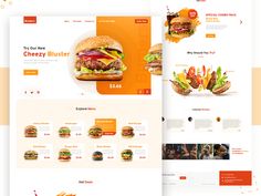 the website is designed to look like a hamburger and burger shop, but it has multiple sections