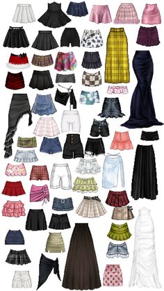 a bunch of different types of skirts and skirts are shown in this image, with the same