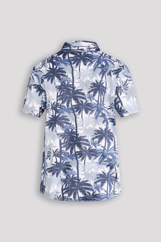 This short-sleeve button-up shirt features a bold and vibrant dense palm tree pattern in shades of blue, providing a cool and eye-catching look. Perfect for any occasion, elevate your style with this tropical-inspired shirt. 95% Cotton 5% Spandex Machine wash cold, Tumble dry low, Wash with like colors, Do not bleach. Imported B4WS713 Size Chart Size S M L XL XXL Chest (inches) 36.5 - 38.5 38.5 - 40.5 40.5 - 42.5 42.5 - 44.5 44.5 - 46.5 Measurement GuidelinesChest: Measure under your arms at the Palm Tree Pattern, Sleeveless Tee, Tree Pattern, Jogger Sweatpants, Short Sleeve Button Up, Denim Pant, European Style, Workout Tee, Palm Tree