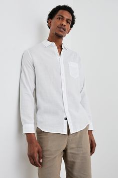 WYATT WHITE SHIRT - FRONT Latest Instagram, Swimwear Sale, Instagram Live, Mixing Fabrics, On Repeat, Classic Man, Shirt White, Southern California, Top Tee