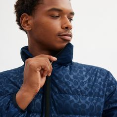 100% polyester Lining: 100% recycled polyester Fill 1: 90% down 10% feathers Fill 2: 100% polyester Zip closure Slip pockets Length: 28 Machine wash Model is 6'2 (188cm) and wears a size M Style No. CT730 Quilted Puffer Jacket With Recycled Polyester, Quilted Long Sleeve Puffer Jacket In Recycled Polyester, Quilted Puffer Jacket With Long Sleeves In Recycled Polyester, Fitted Nylon Puffer Jacket With Pockets, Recycled Polyester Puffer Jacket With Pockets, Fitted Recycled Polyester Outerwear For Fall, Coach Outlet, Down Jacket, Feathers