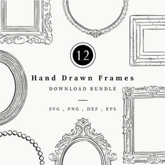 12 hand drawn frames for photoshopping