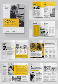 an open brochure is shown with yellow accents