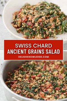 Swiss Chard Ancient Grains Salad Fast Dinner Recipes, Nutritious Recipes, Vegan Side Dishes, Vegan Sides, Swiss Chard, Make Ahead Meals