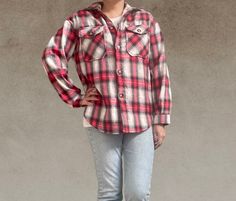 Shacket Season! We love this Red Plaid Shacket; it's super cozy & versatile! Pair it with leggings or jeans for a stylish fall look! Red Plaid Shacket featuring a collared neckline, long sleeves, double pockets on the bust and a button up closure. Faux Fur Lined Oversized Fit Materials: 80% Polyester, 20% Cotton Red Winter Tops With Pockets, Plaid Tops With Pockets For Winter, Red Long Sleeve Shacket For Fall, Plaid Shacket, Fall Looks, Red Plaid, Oversized Fits, Faux Fur, Button Up