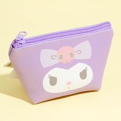 Store your charms and trinkets inside this kawaii zippered pouch. It showcases a print of Kuromi wearing a ribbon with a skull at its center! This mini boat-shaped pouch is also great for storing hair ties and more. Sanrio Bag, Cat Coin Purse, Red Wallet, Blue Wallet, Small Coin Purse, Hello Kitty My Melody, Mini Pouches, Fold Wallet, Small Wallet