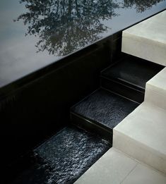 some steps leading up to a water feature