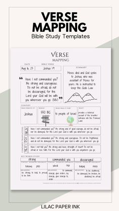 the verse map for bible study templates with an image of a mountain in the background