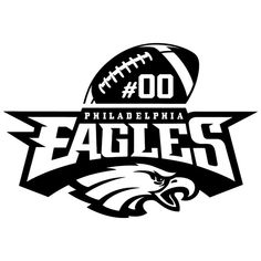 the philadelphia eagles logo with an eagle's head and football ball in the background