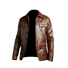 This men's jacket, made from genuine lambskin leather, brings a timeless vintage appeal. Free shipping on all genuine leather jackets. Made with buttery soft 100% real lambskin leather. Combines quality materials for a luxurious feel. Buttery smooth front button closure. Features a notch collar blending vintage and contemporary styles. Includes one chest pocket, two flap patch pockets, and interior pockets for safety. Soft inner viscose lining for comfort. Classic design that aligns with modern Mens Leather Blazer, Biker Coat, Leather Blazer Jacket, Men's Leather Jacket, Real Leather Jacket, Pocket Jacket, Genuine Leather Jackets, Brown Leather Jacket, Leather Blazer