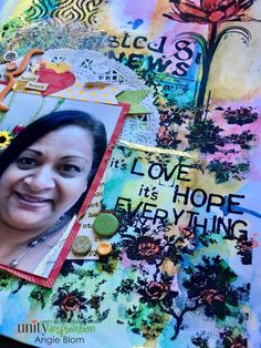 an altered photograph of a woman's face on a piece of paper with the words love it's hope everything