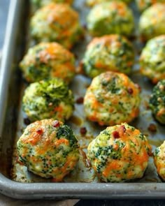 broccoli and cheese balls in a baking pan