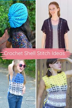 crochet shell stitch ideas for women and girls to use in the summertime