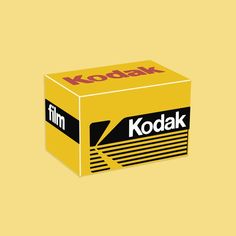 a yellow box with the word kodak printed on it's front and side