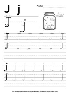 the letter j is for jar worksheet with an uppercase and lowercase