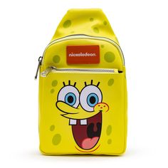 PRICES MAY VARY. Show off your love of SpongeBob SquarePants with this new SpongeBob Sling Bag. Stylish and sleek, this cross body sling bag is made from premium vegan leather and measures 11.0 x 6.5 x 2.0 Inches and comes with a 26-50" adjustable strap. It features 2 spacious compartments to carry all your favorite things including phone, wallet, keys, and more, plus an extra zipper compartment on the inside for small items. The gorgeous artwork is applied using the latest printing technology s Cross Body Sling Bag, Nickelodeon Spongebob, Nickelodeon Cartoons, Lets Roll, Patrick Star, Face Characters, Smiling Face, Lucky Star, Spongebob Squarepants