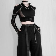 𝔇𝔢𝔱𝔞𝔦𝔩𝔰: Style: Gothic, Cyberpunk, Darkwear, Techwear, Streetwear Material: Spandex & Polyester, very stretchy and breathable material, perfect for the close-fitting design. Seductive, restless crop top with hollow-out and see-through design Super stretchable, it fits your body perfectly without making you feel rigid Enjoy free shipping with a purchase of over 80$ SIZE WAIST BUST LENGTH SHOULDERS 26-27 in 30-33 in 14.5 in 24 inM 27.5-28.5 in 31.5-34.5 in 15 in 24.5 inL 29-30 in 33-36 in 15.5 ... Alternative Fitted Tops For Cosplay, Fitted Alternative Top For Cosplay, Fitted Alternative Style Top For Cosplay, Gothic Fitted Top For Cosplay, Fitted Gothic Top For Cosplay, Black Emo Cosplay Tops, Black Emo Tops For Cosplay, Black Punk Style Tops For Cosplay, Black Punk Tops For Cosplay