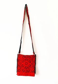 "Felt bag for women, Handbag for women handmade, tote bag for women, woven bag women, boho bag for women, Shoulder bag for women Size: 11.8 inc x 9.8 inch (30 x 25) cm /  48 inch (122 cm) (plus hanger!) Hand-embroidered small felt haversack (\"tarisznya\") with Hungarian folk floral motives. Authentic \"Matyo\" style embroidery (Matyo needlework is the trademark of one of the most important folk regions of Hungary, Mezökövesd) Ideal gift for weddings, decorating your home, or as handmade birthda Floral Motives, Felted Handbags, Handmade Tote Bag, Folk Floral, Wool Bags, Handmade Birthday Gifts, Handmade Tote, Woven Tote Bag, Tote Bags Handmade