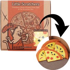 the box has four slices of pizza in it and an image of a mouse on top