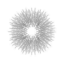 an abstract black and white drawing of a starburst or sun burst on a white background