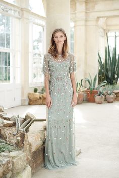 Muted Sage Green, Muted Sage, Sage Green Dress, Pippa Middleton, Needle Thread, Floral Artwork, Gala Dresses, Pastel Shades, Gorgeous Gowns