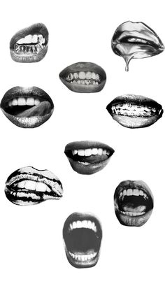 black and white photograph of mouth shapes