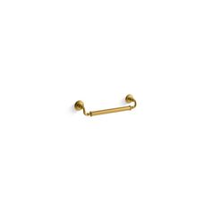 a pair of gold colored metal barbells on a white background