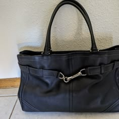 Mint Condition, Large Black Leather Belted Coach Hampton Satchel/Tote. Gifted To Me, But Never Used. Stored In A Clear Dustbag Which Is Included With The Purchase. Measurements: Height 10.5" Length 16" Width 5.5" Gift Wishlist, Coach Tote Bag, Inside My Bag, Coach Tote Bags, Coach Tote, Satchel Tote, Black Leather Belt, Fall 2024, Black Belt