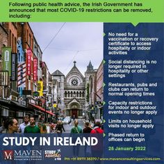 a flyer for a study in ireland event with images of people walking down the street