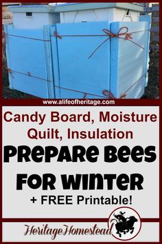 an advertisement for the candy board, moisture quilt insulation and preparation beehive for winter