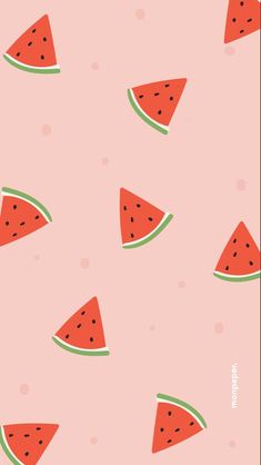 a pink background with watermelon slices on it