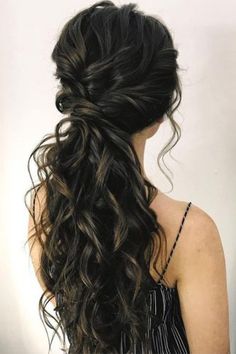 Hair Styles For Strapless Dress, Bride Hair Down, Strapless Dress Hairstyles, Cute Ponytail Hairstyles, Hairstyles Theme, Simple Wedding Hairstyles, Hair Ponytail Styles