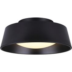 a black ceiling light that is on top of a white wall and has a circular light fixture