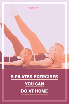 two women laying on their stomachs with the text, 5 pilates exercises you can do at home