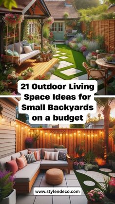 an outdoor living space with small backyards on a budget